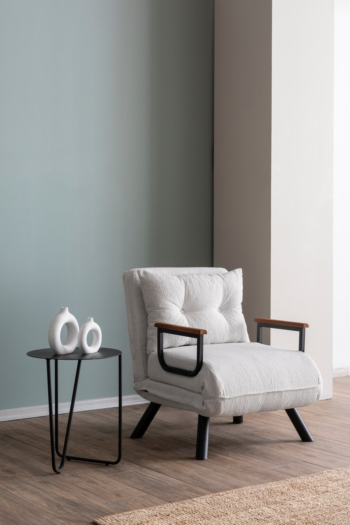 Fauteuils - Scandinavische slaapfauteuil Crème teddystof Sando - Dimehouse
