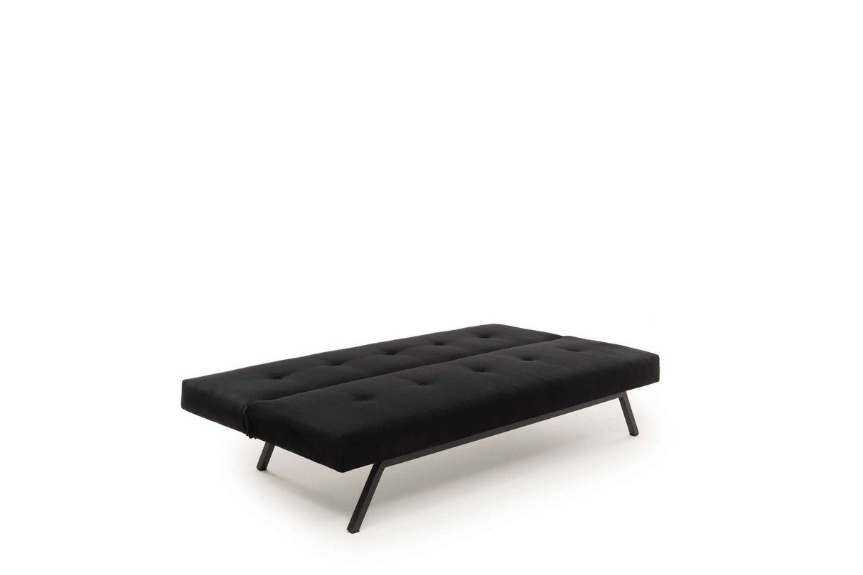 Divano letto in tessuto nero a 3 posti - 180 cm - Senza braccioli - Zoly