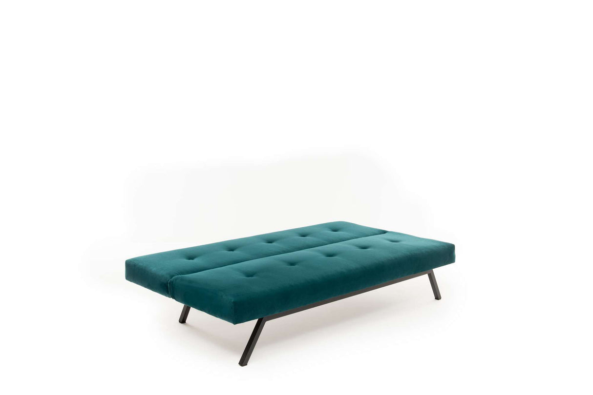 Divano letto Tessuto Blu Petrolio 3 posti - 180 cm - Senza braccioli - Zoly