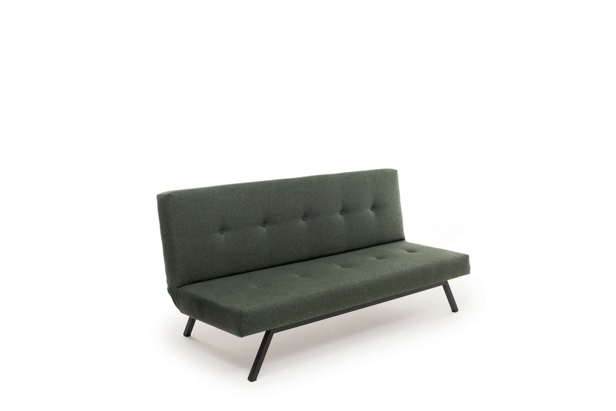 Divano letto in tessuto verde a 3 posti - 180 cm - Senza braccioli - Zoly