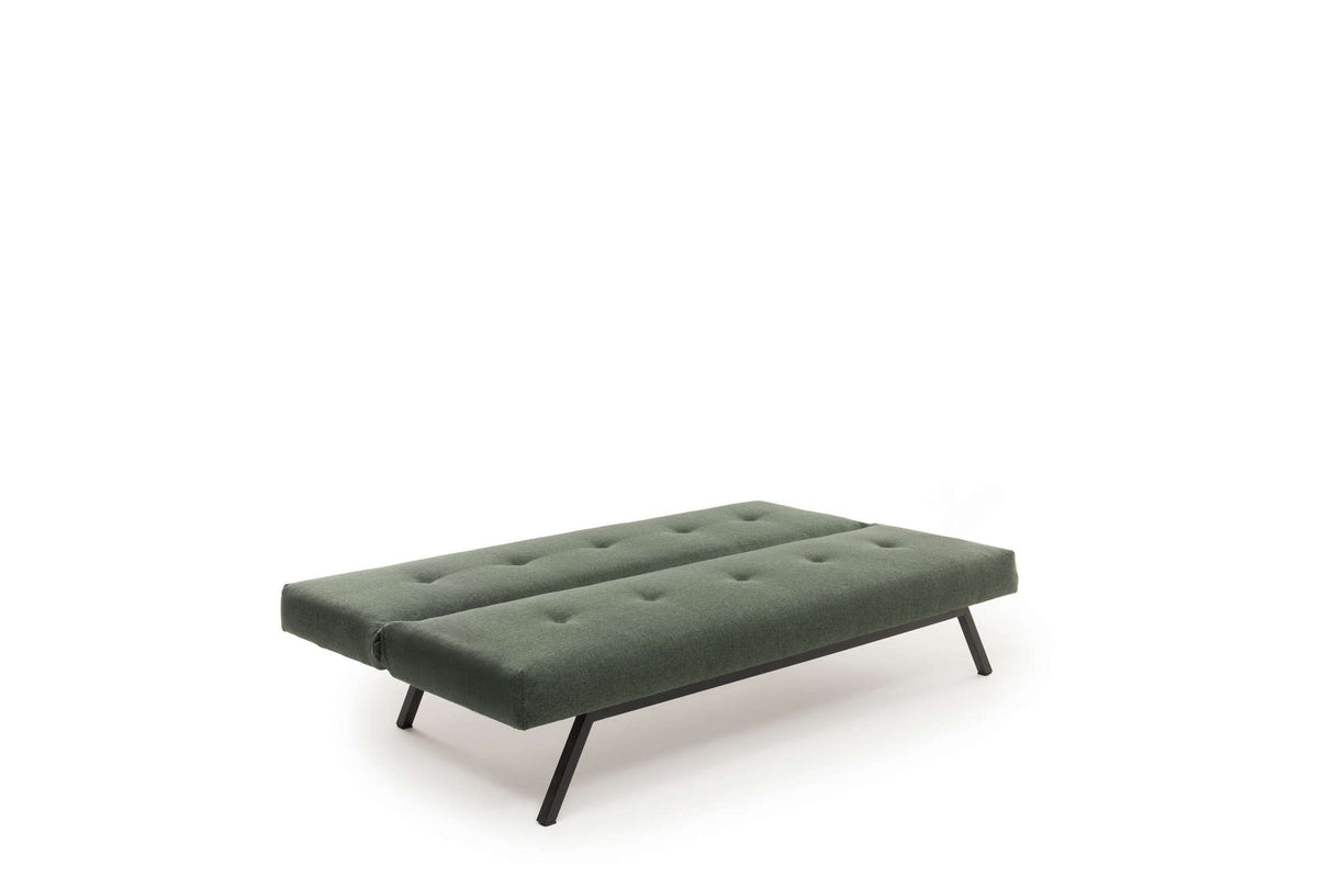 Divano letto in tessuto verde a 3 posti - 180 cm - Senza braccioli - Zoly