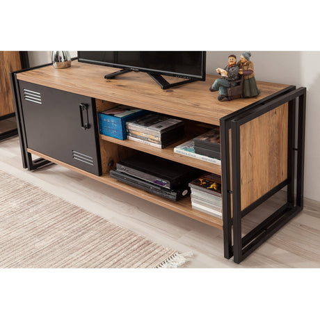Mobile TV Cosmo in legno di pino atlantico melaminico nero 130x50x45 cm