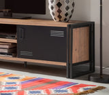 TV Meubels - TV Meubel Cosmo Atlantisch Dennenhout Zwart Melamine 180x50x45 cm - Dimehouse