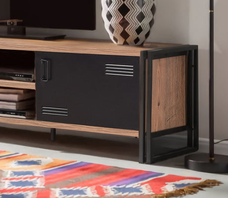 Mobile TV Cosmo in legno di pino atlantico melaminico nero 180x50x45 cm