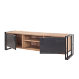 TV Meubels - TV Meubel Cosmo Atlantisch Dennenhout Zwart Melamine 180x50x45 cm - Dimehouse