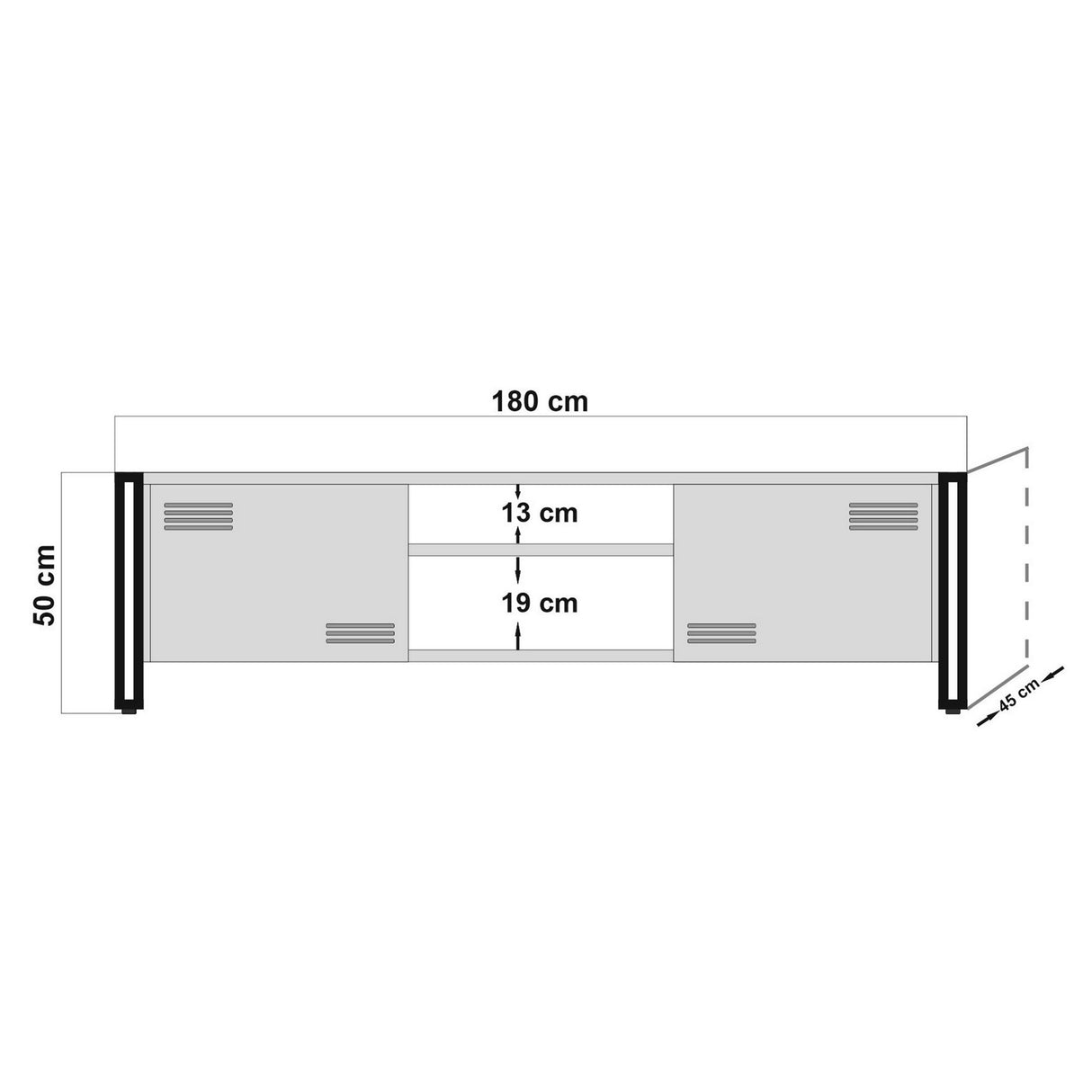 TV Meubels - TV Meubel Cosmo Atlantisch Dennenhout Zwart Melamine 180x50x45 cm - Dimehouse