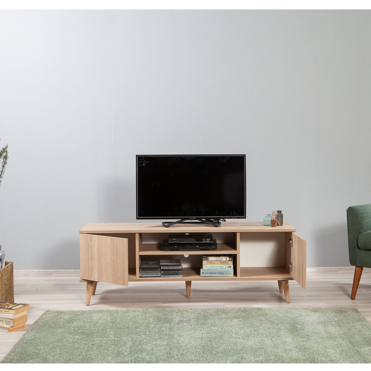 TV Meubels - TV Meubel Truva Sonoma Eik Melamine 140x50x40 cm - Dimehouse