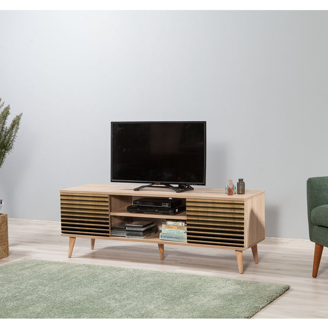 TV Meubels - TV Meubel Truva Sonoma Eik Gestreept Melamine 140x50x40 cm - Dimehouse
