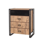 Ladekasten - Ladekast Cosmo Atlantisch Dennenhout Zwart Melamine - Dimehouse