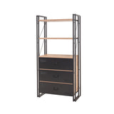 Libreria industriale con cassetti legno di pino melaminico metallo nero Cosmo 90x180x35 cm