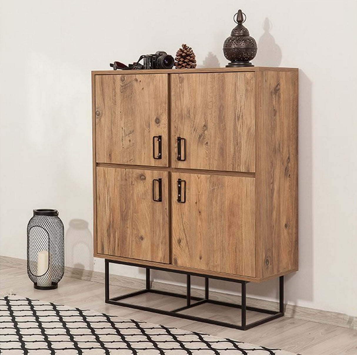 Pensile Quantum Solo Pino Atlantico Melaminico Nero 93x115x36 cm