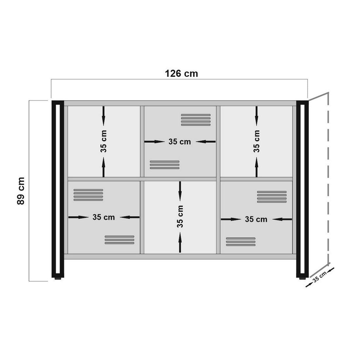 Boekenkasten - Boekenkast Cosmo Atlantisch Dennenhout Zwart Melamine 126x89x35 cm - Dimehouse