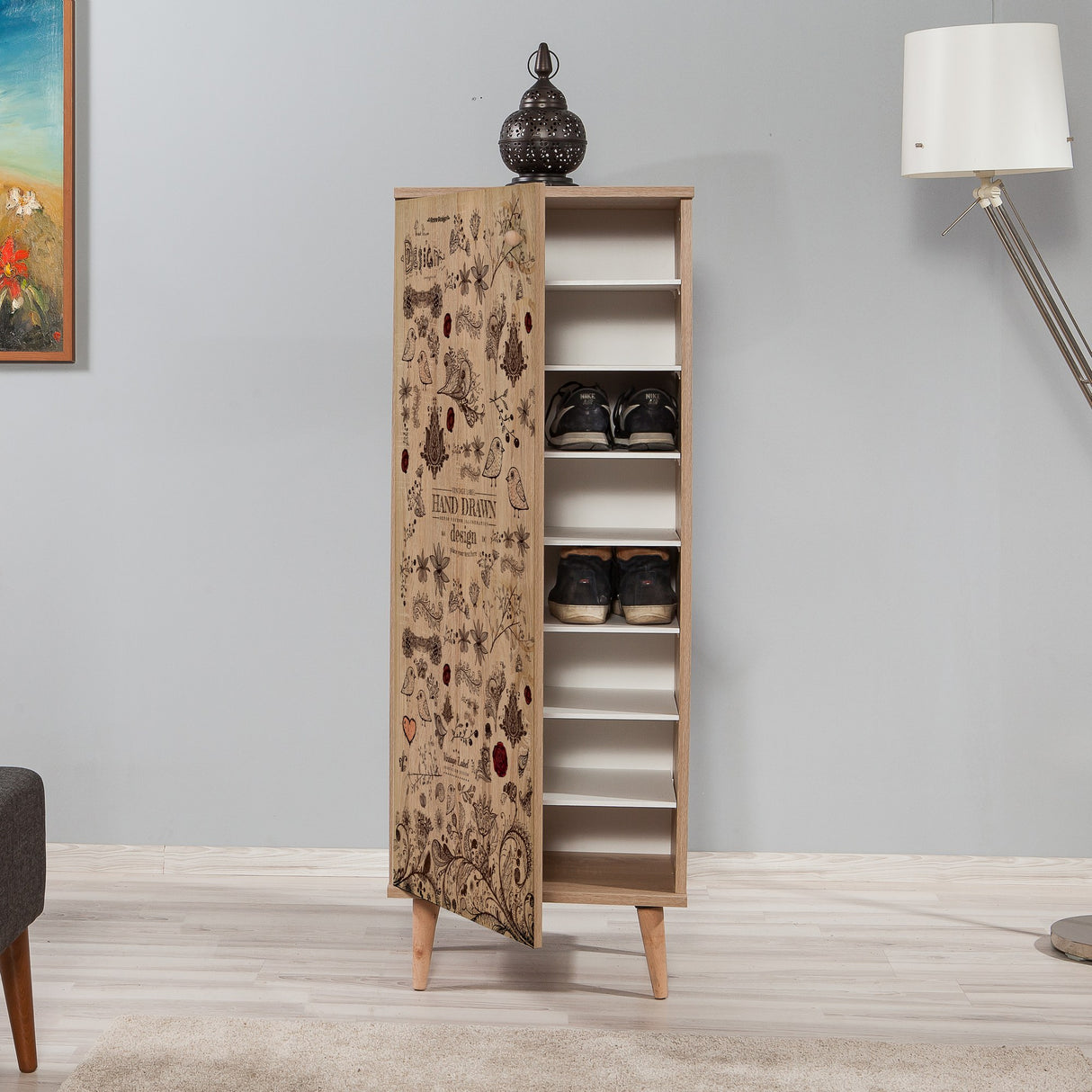 Scarpiera Filinta Sonoma Oak Disegno Melaminico 50x135x38 cm