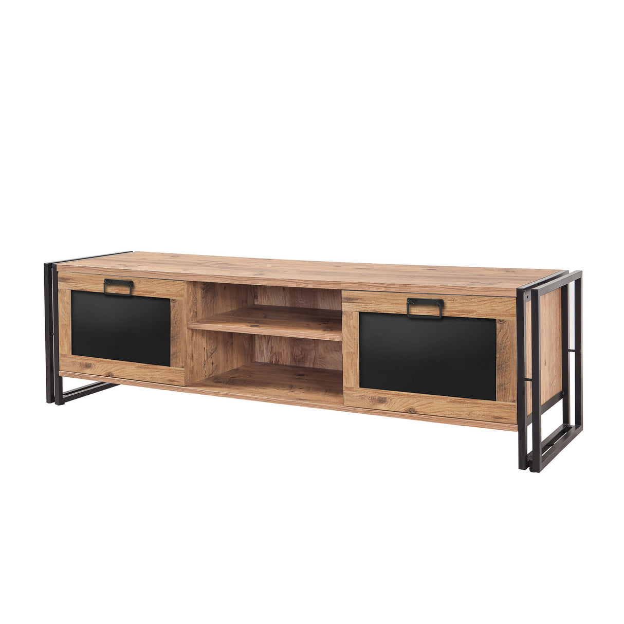 TV Meubels - TV Meubel Arcas Atlantisch Dennenhout Zwart Melamine 180x50x45 cm - Dimehouse