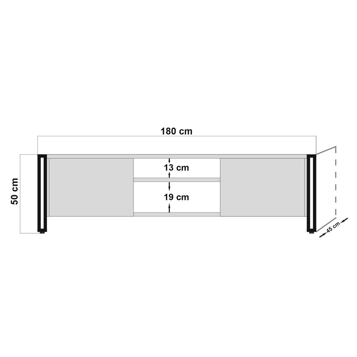 TV Meubels - TV Meubel Arcas Atlantisch Dennenhout Zwart Melamine 180x50x45 cm - Dimehouse
