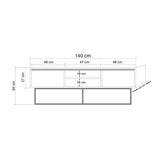 TV Meubels - TV Meubel Rodez Walnoot Zwart Melamine 140x50x40 cm - Dimehouse