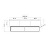 TV Meubels - TV Meubel Milo Walnoot Zwart Melamine 140x50x40 cm - Dimehouse