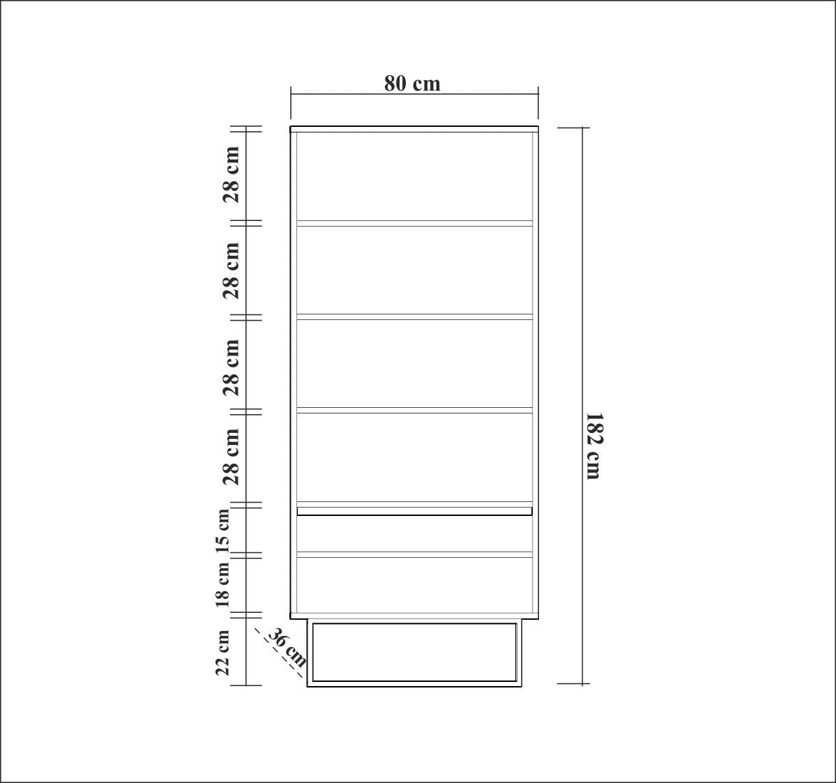 Boekenkasten - Boekenkast walnoot melamine Rea 80x182x36 cm - Dimehouse
