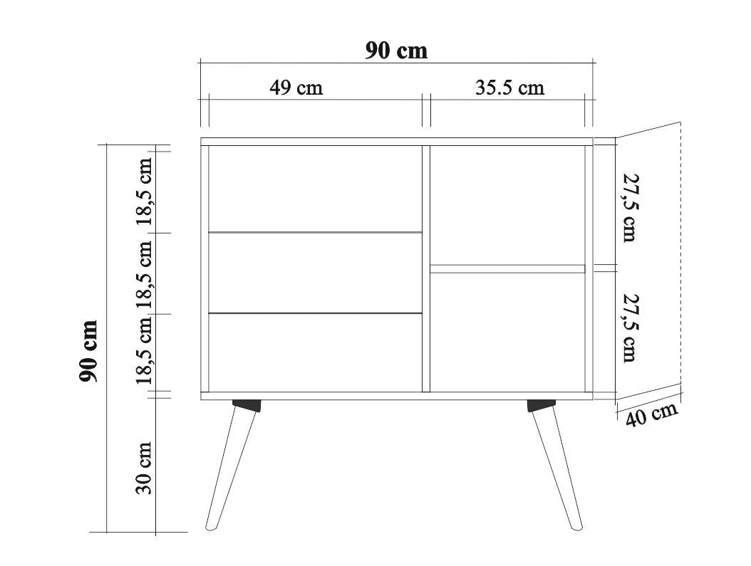 Cassettiera Verybox Sonoma Oak Melaminico 90x90x40 cm