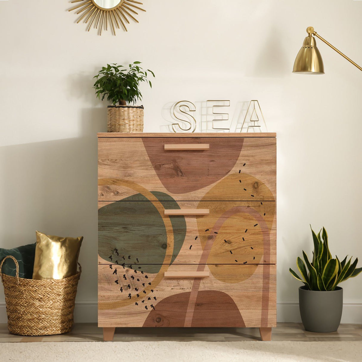 Cassettiera Leva Pino Atlantico Melaminico 80x95x43 cm