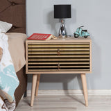 Nachtkastjes - Nachtkastje Catalina Sonoma Eik Melamine 60x61x40 cm - Dimehouse