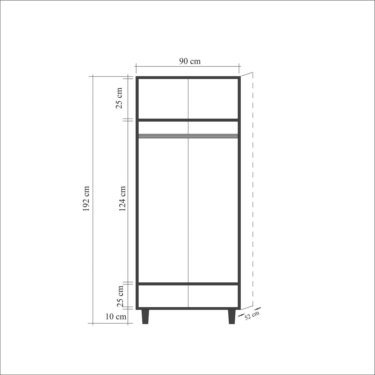 Armadio Stil Sonoma Rovere Melaminico 90x192x52 cm