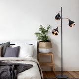 Vloerlampen - Vloerlamp 3 - lichts Zwart Koper Metaal Grip - Dimehouse
