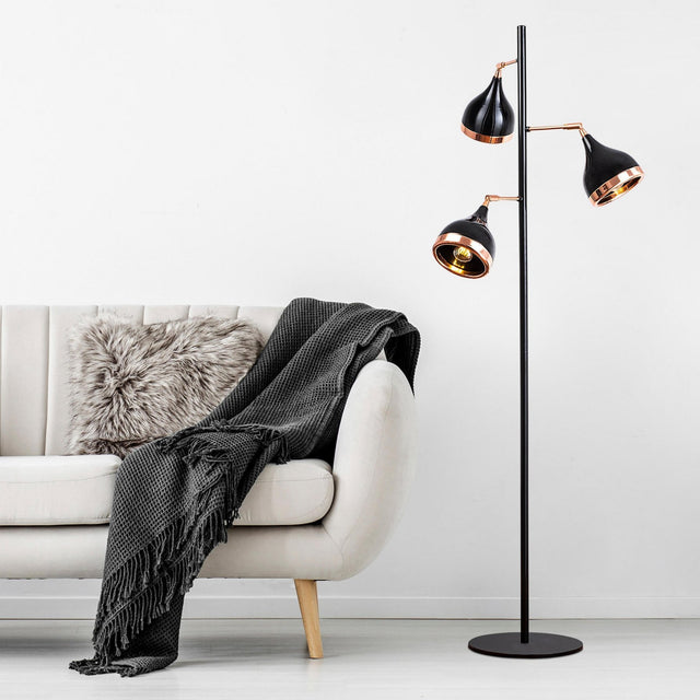 Vloerlampen - Vloerlamp 3 - lichts Zwart Koper Metaal Grip - Dimehouse