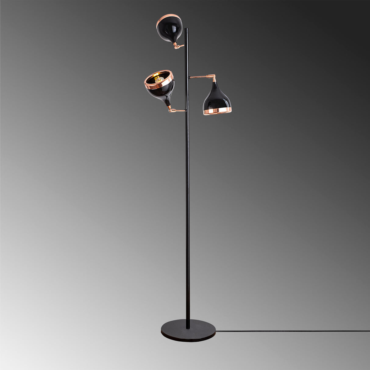 Vloerlampen - Vloerlamp 3 - lichts Zwart Koper Metaal Grip - Dimehouse