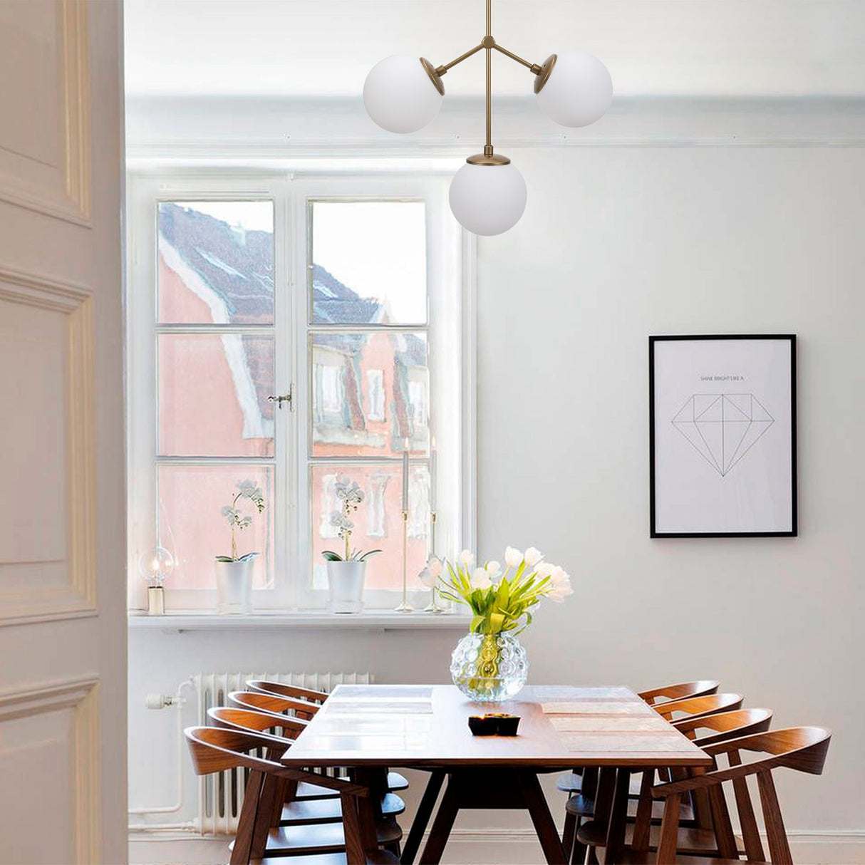 Hanglampen - Hanglamp 3 - lichts Wit Glas Polaris - Dimehouse
