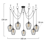Hanglampen - Hanglamp 7 - lichts Zwart Metaal Predator - Dimehouse