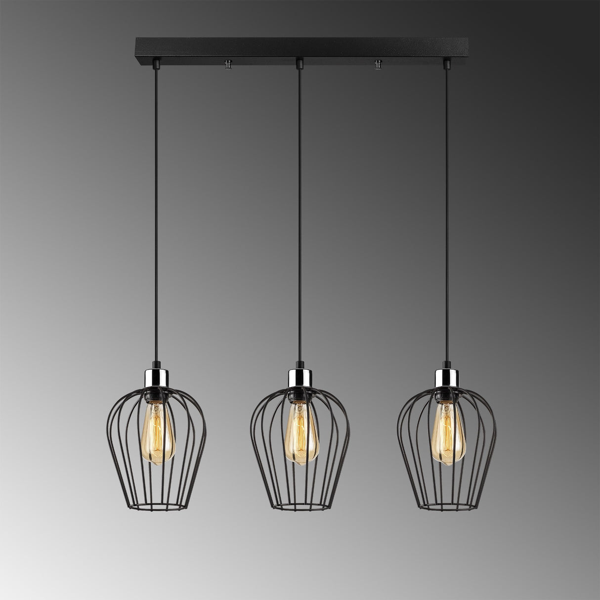 Hanglampen - Hanglamp 3 - lichts Zwart Metaal Predator - Dimehouse