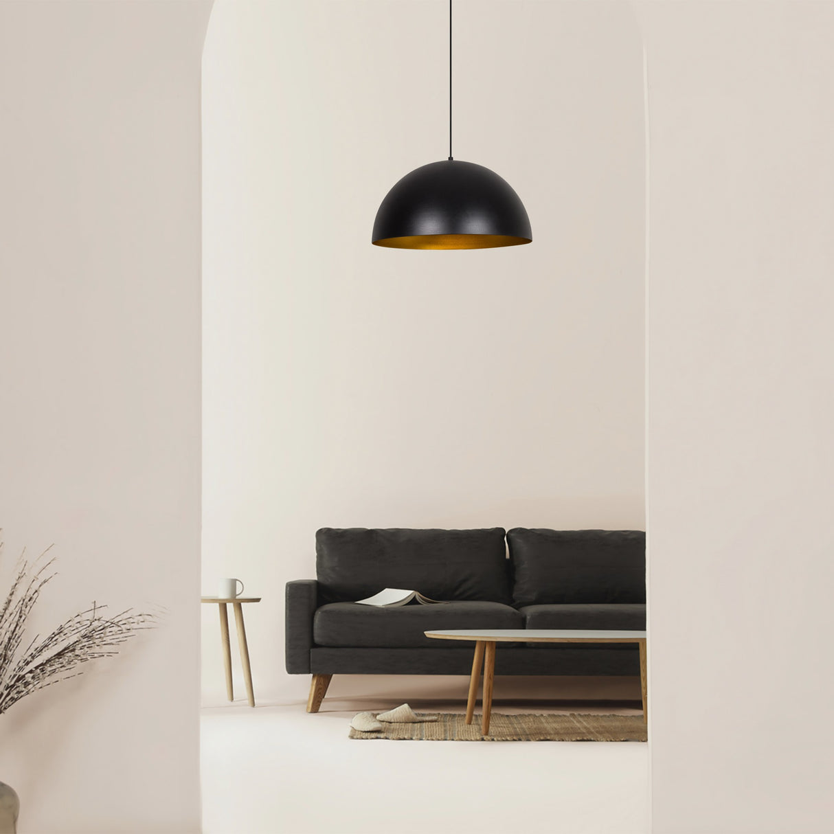 Lampada a sospensione 50 cm Nero Oro Metallo Echelon