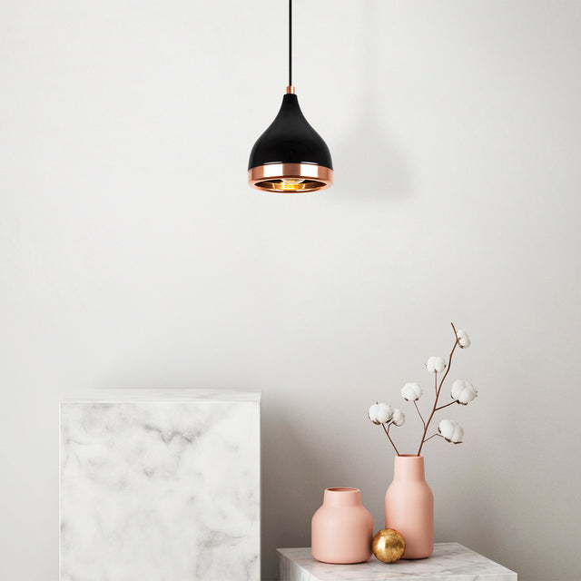 Hanglampen - Hanglamp 1 - lichts Zwart Koper Rond Metaal Grip - Dimehouse