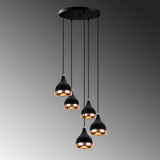 Hanglampen - Hanglamp 5 - lichts Getrapt Zwart Koper Metaal Grip - Dimehouse