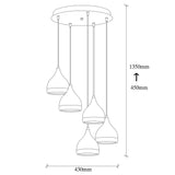 Hanglampen - Hanglamp 5 - lichts Getrapt Zwart Koper Metaal Grip - Dimehouse