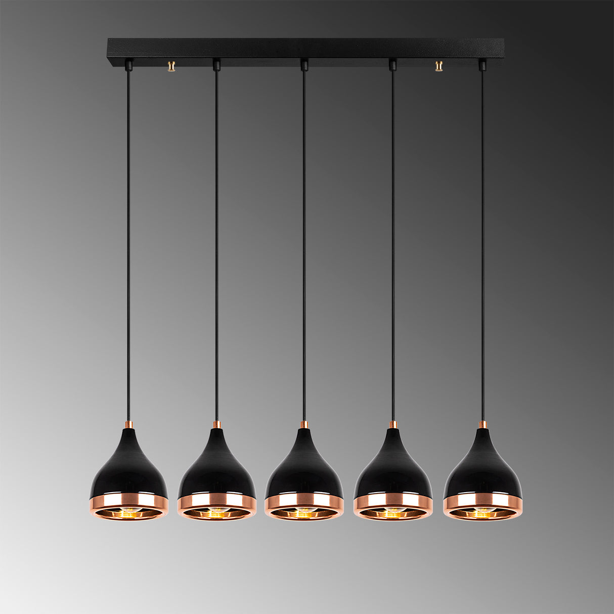 Hanglampen - Hanglamp 5 - lichts Zwart Koper Metaal Grip - Dimehouse
