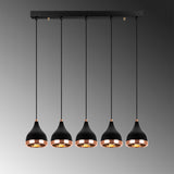 Hanglampen - Hanglamp 5 - lichts Zwart Koper Metaal Grip - Dimehouse