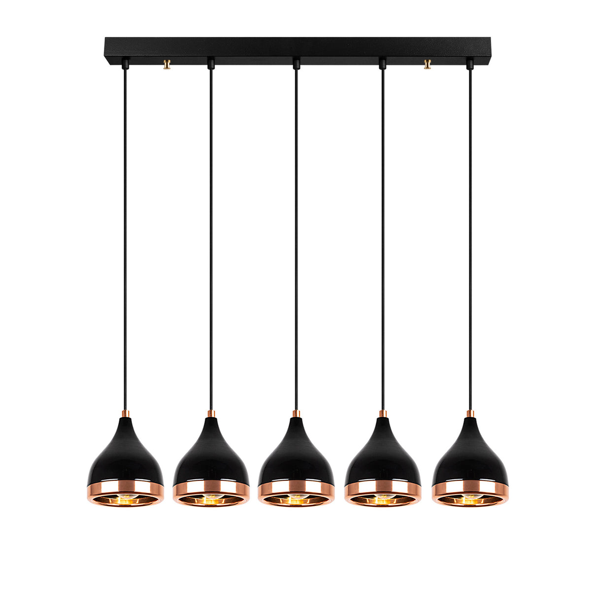 Hanglampen - Hanglamp 5 - lichts Zwart Koper Metaal Grip - Dimehouse