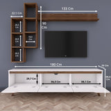 Set Mobile TV Iona Bianco Noce Scuro Melaminico 180x48,6x35 cm
