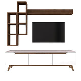 Set Mobile TV Iona Bianco Noce Scuro Melaminico 180x48,6x35 cm