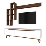 Set Mobile TV Iona Bianco Noce Scuro Melaminico 180x48,6x35 cm