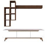 Set Mobile TV Iona Bianco Noce Scuro Melaminico 180x48,6x35 cm