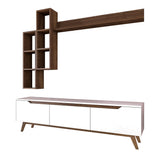 Set Mobile TV Iona Bianco Noce Scuro Melaminico 180x48,6x35 cm