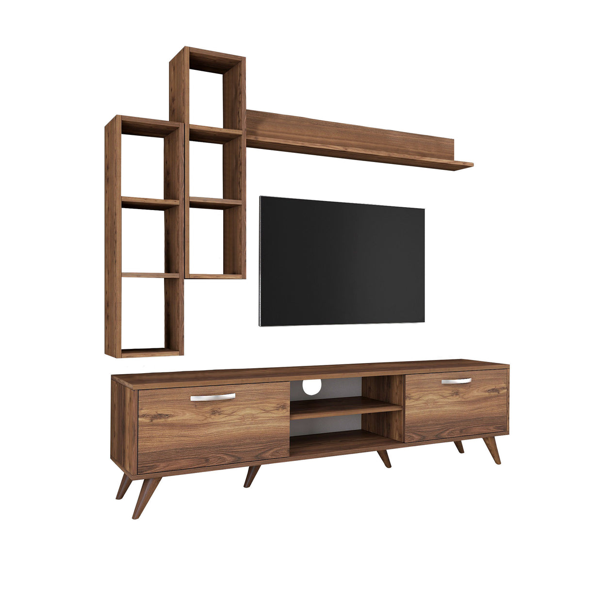 TV Meubels - TV Meubel Set Iona Walnoot Melamine 180x48,6x35 cm - Dimehouse