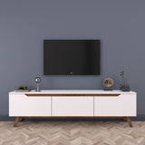 TV Meubels - TV Meubel Osiris Wit Donker Walnoot Melamine 180x48,6x35 cm - Dimehouse