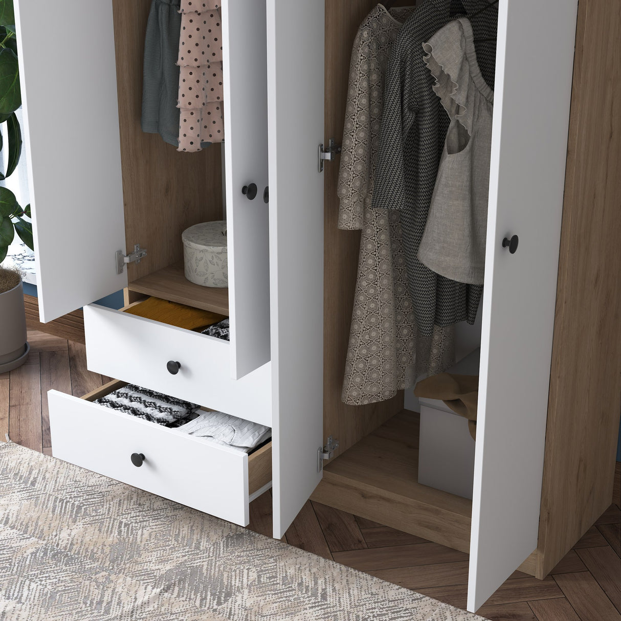 Armadio Noce Bianco Melaminico - Appendi e appoggia - 120x170x42,5 cm - Aspen