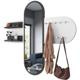 Appendiabiti Melamina Bianca a 9 Ganci - Con Specchio - Due Ripiani - Hally