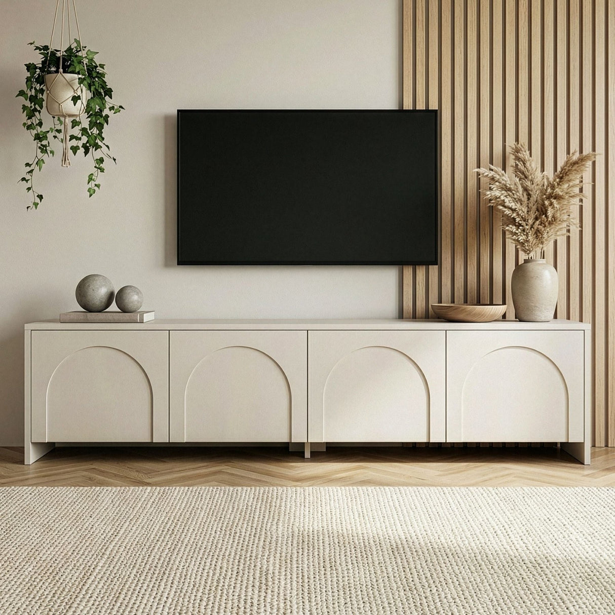 Mobile TV Aurelia panna 180 cm Legno rivestito melaminico