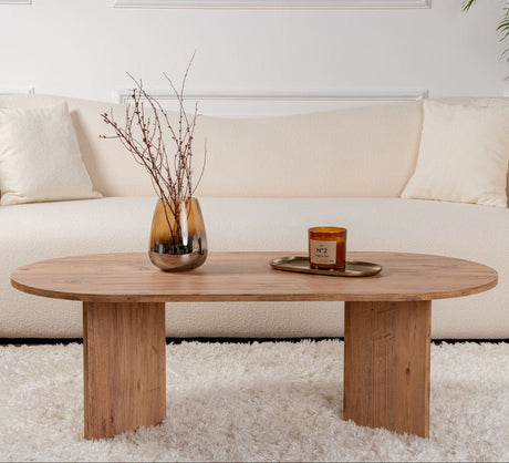Tavolino basso in legno di pino melaminico forma ad arco Koda 119x60 cm